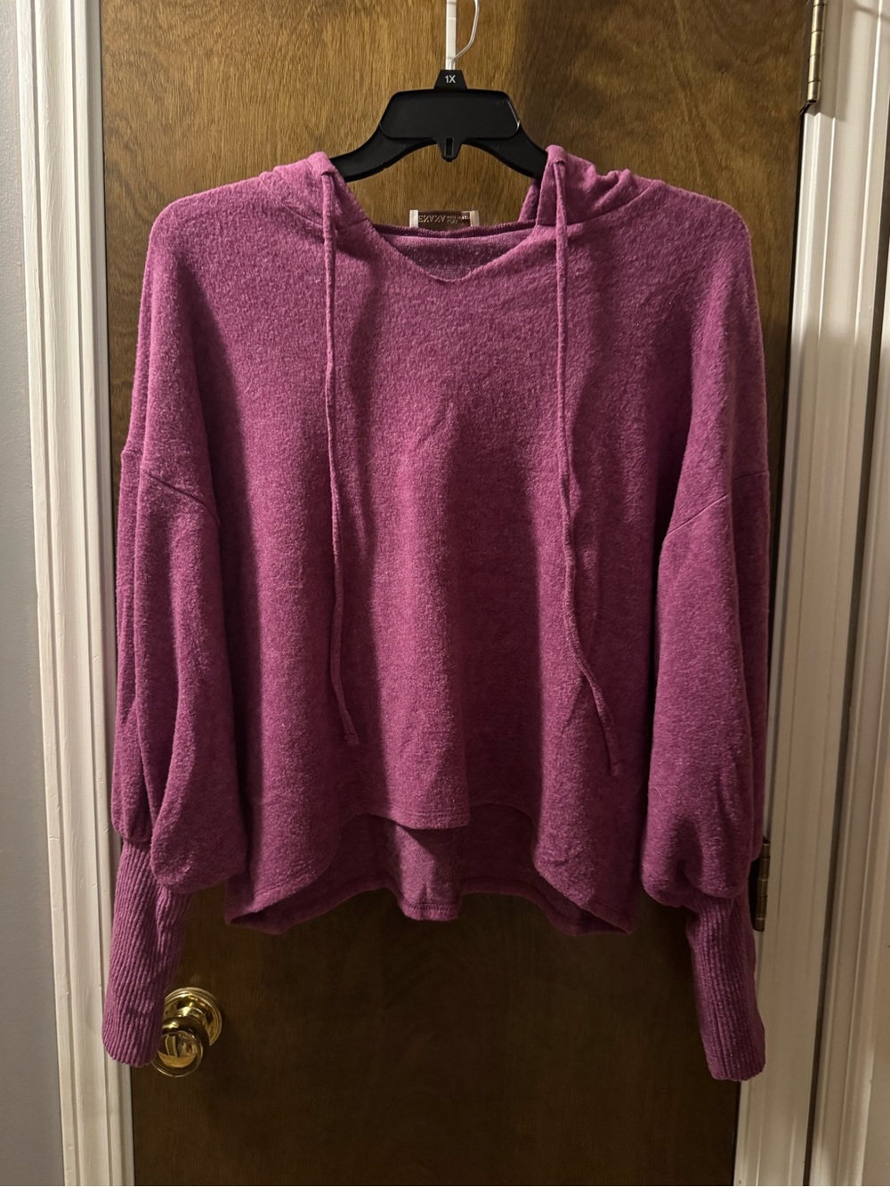 Zenana Plush Drawstring Hoodie in Magenta